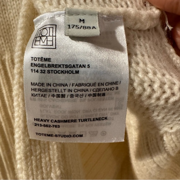 $1150 Toteme Cashmere City Off-White Cream Heavy Turtleneck Sweater Sz Medium M - Picture 8 of 10